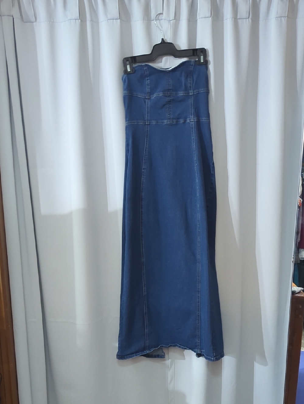 Strapless Denim Maxi Dress ✨ Bodycon Blue Jean Dress | Small - Picture 6 of 16
